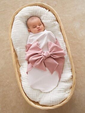 Baby Bow Swaddle Wrap - Pink